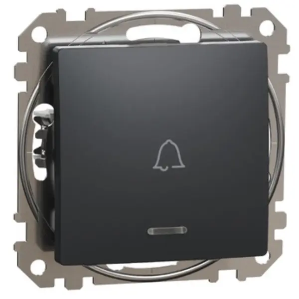 Intrerupator cu revenire Schneider Sedna Design SDD114131L cu simbol sonerie si indicator LED luminos albastru, antracit
