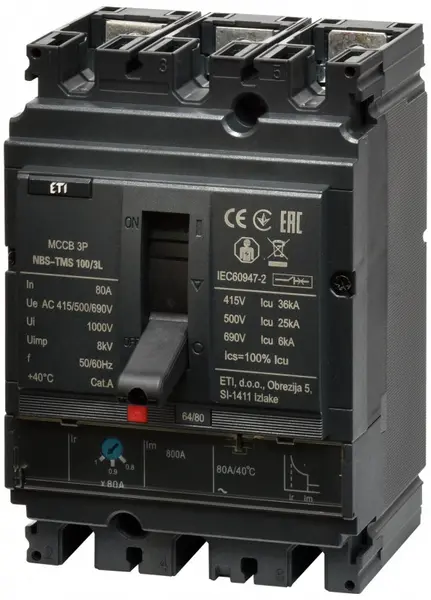 intrerupator de circuit in car nbs-tms 100/3l 80a 3p 004673006