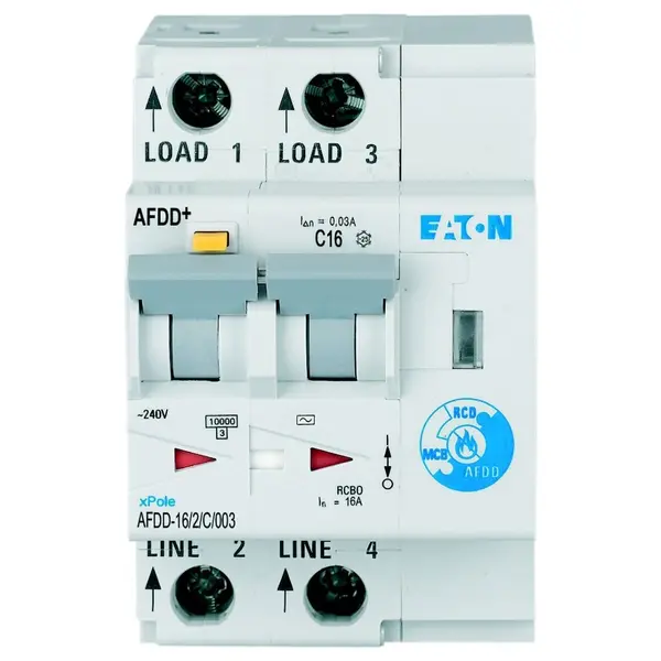 intrerupator diferential afdd 16a 2p c 10ka 30ma, eaton