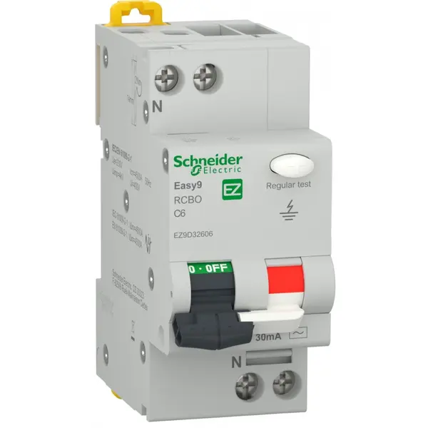Intrerupator diferential RCBO 1P+N 4500 30mA C 6A tip AC Schneider EZ9D32606