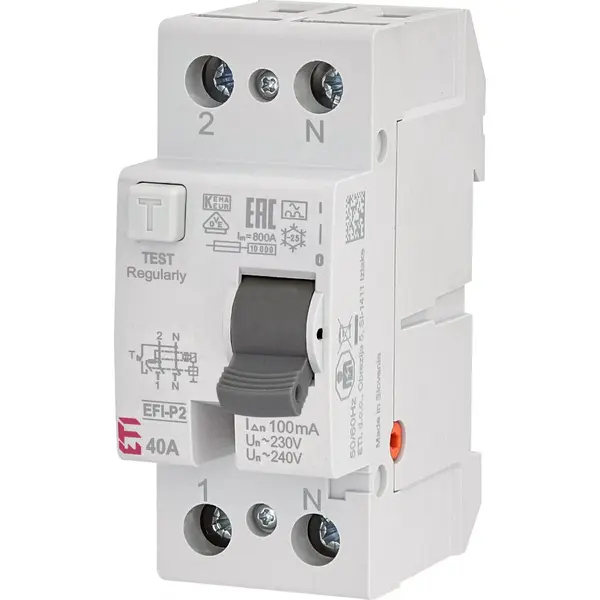 Intrerupator diferential RCCB 1P+N 40A/100mA tip A Eti 002061122