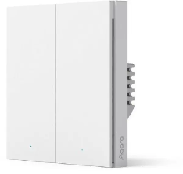Întrerupător inteligent de perete Aqara - H1, no neutral, double rocker, alb