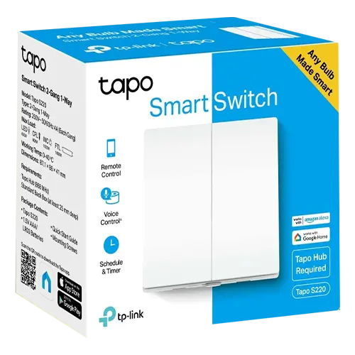 Intrerupator inteligent dublu TP-Link Tapo S220, Wi-Fi - TP-LINK TapoS220