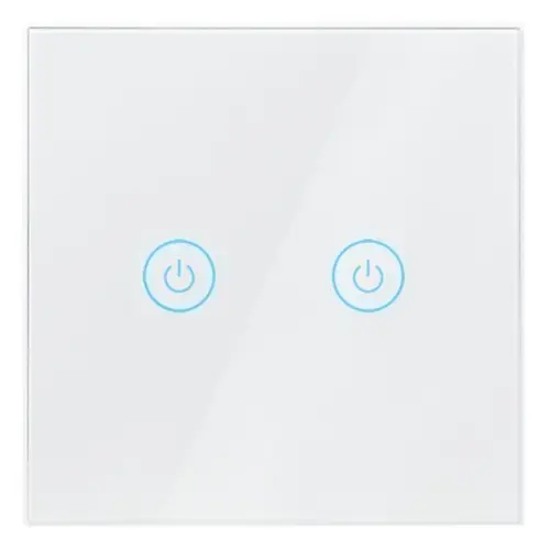 Intrerupator inteligent LogiLink SH0125, Wi-Fi, 2 butoane, touch control, indicator LED, compatibil TUYA Amazon Alexa/Google Home, sticla, Alb