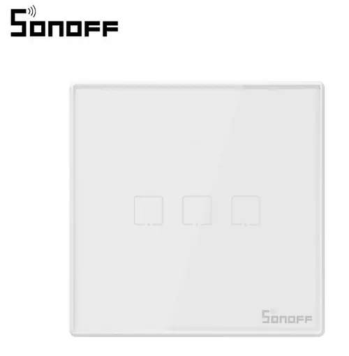 Intrerupator inteligent triplu cu touch Sonoff T2EU3C, Wi-Fi + RF (Alb)