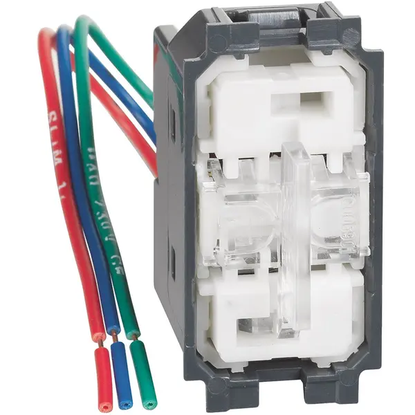 Intrerupator inversor cu doua chei 1-0-2 pentru hotel cu LED Bticino Living Now K4027H, alb negru, nisip