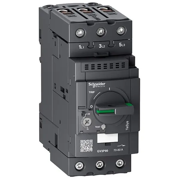 Intrerupator motor TeSys Deca, 3P, 70-80 A, termomagnetic, terminale EverLink Schneider GV3P80