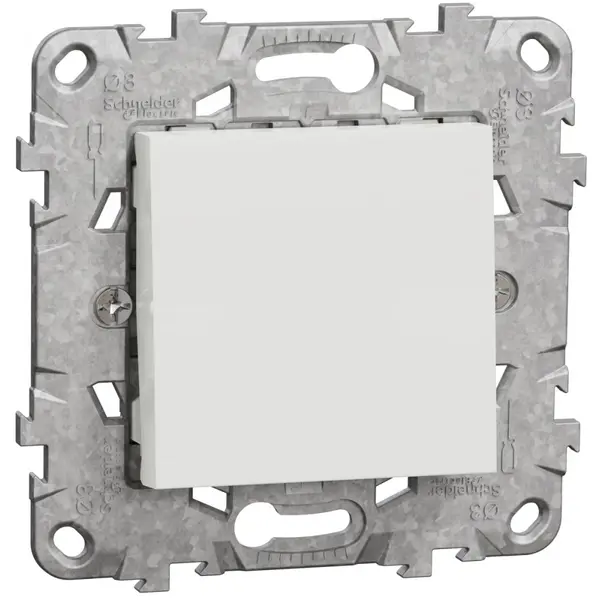 Intrerupator simplu 10A cu suport fixare si gheare Schneider Noua Unica NU520118Z, alb