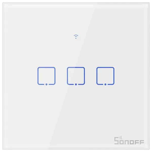 Intrerupator Smart cu Touch Wifi + RF 433 Sonoff T1 EU TX, (3 canale)