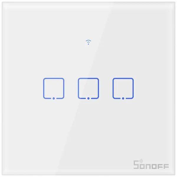 intrerupator smart cu touch wifi + rf 433 sonoff t1 eu tx, (3 canale)