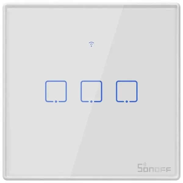 Intrerupator Smart cu Touch WiFi + RF 433 Sonoff T2 EU TX, (3 canale) 6920075727715