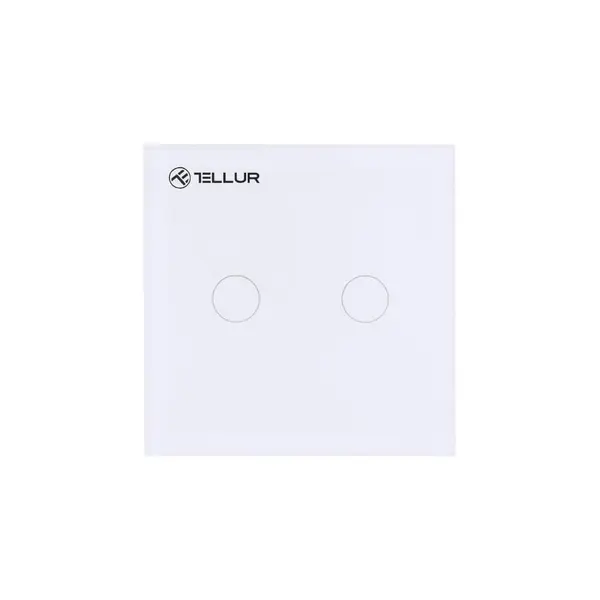 Intrerupator smart dublu Tellur TLL331051, Touch, Wireless, 1800 W, 10 A, Alb