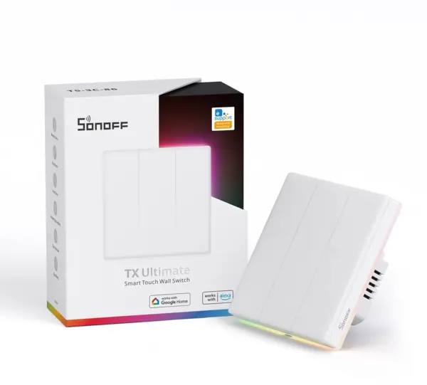 intrerupator smart sonoff t5-3c-86 wif cu full touch (3 canale), lumina led 15a 3600w