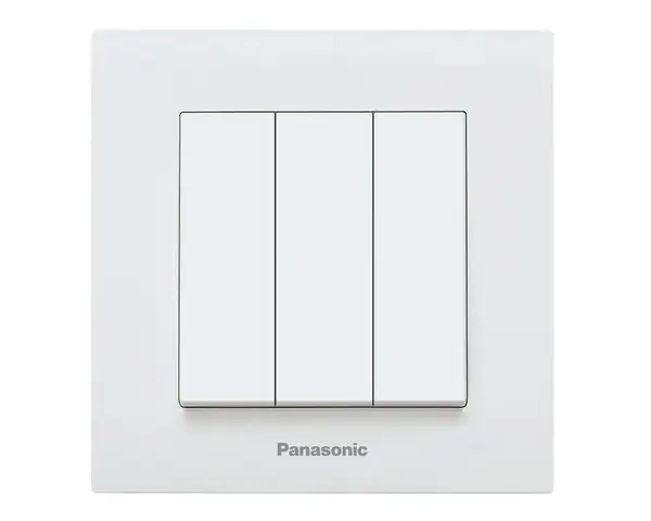 Intrerupator triplu alb, 3 butoane, montaj incastrat, IP 20, Karre Plus Panasonic P-KP3