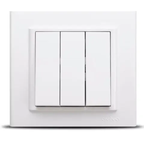 Intrerupator Triplu ST Mina Ovivo OV00429, 10A, 250V, IP20, Natural alb
