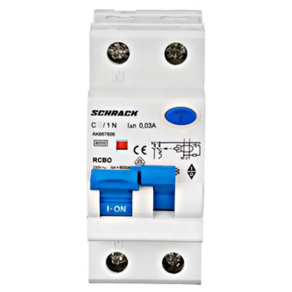 Intreruptor automat+dif. 1P+N, AMPARO 6kA, C 10A, 30mA, tip A Schrack AK667610