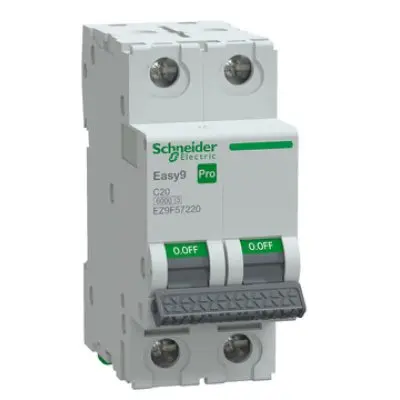 Intreruptor automat (MCB), Easy9 Pro, 2P, 20A, C curba, 6000A, Schneider EZ9F57220