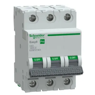 Intreruptor automat (MCB), Easy9 Pro, 3P, 63A, C curba, 6000A, Schneider EZ9F57363