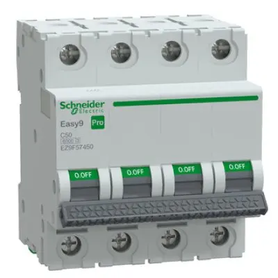 Intreruptor automat (MCB), Easy9 Pro, 4P, 50A, C curba, 6000A, Schneider EZ9F57450