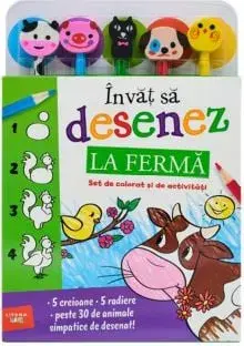 Invat sa desenez. La ferma. Set de colorat si de activitati/***