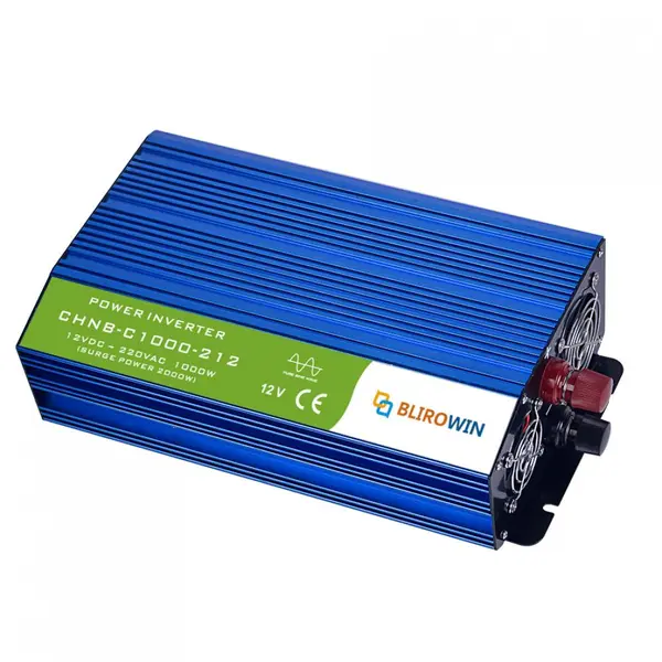 Invertor Auto 12V 220V, BLIROWIN ® , putere convertor 1000W cu unda sinusoidala pura, putere de supratensiune 2000 W, eficienta 85%, 2 iesire 220 V, 1 iesire USB
