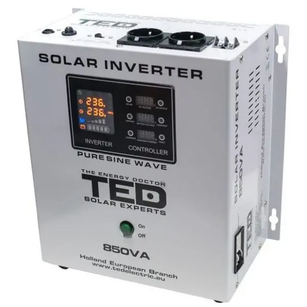 Invertor solar Off Grid TED de la 12V la 230V 850VA/500W unda sinusoidala pura TED000286