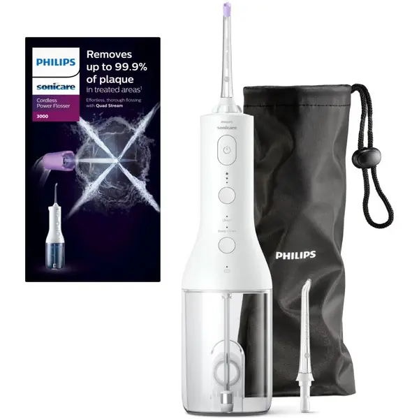 Irigator bucal tip dus bucal Philips Sonicare HX3826 31 cu tehnologie QuadStream, portabil, 2 moduri de curatare, 3 niveluri de intensitate , include