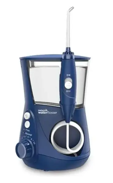 Irigator bucal Waterpik Aquarius WP-663, 7 Capete, 2 Moduri de curatare, Cronometru (Albastru)