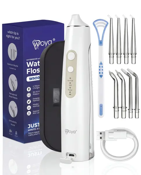 Irigator Bucal Woya WH100, 6 Moduri, 8 Capete, Rezervor 200 ml, Alb