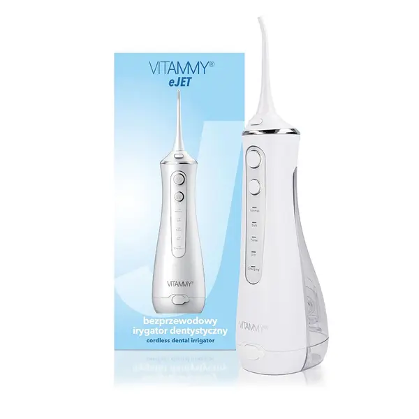 Irigator oral Vitammy eJET cu 4 moduri de functionare, 5 duze interschimbabile, reincarcare prin USB, functia GentleStart si SmartTimer, rezervor 200 ml