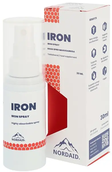 Iron Spray de gură, 2.5 mg, măr, 30 ml, Nordaid