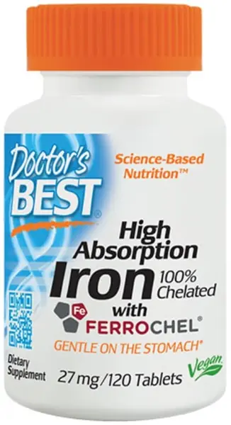 Iron with Ferrochel, 27 mg, 120 tablete, Doctor's Best