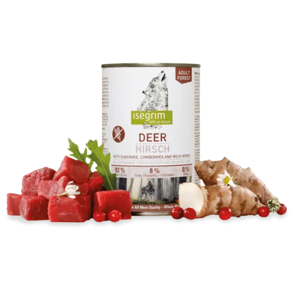 ISEGRIM, XS-XL, Căprioară, conservă hrană umedă fără cereale câini, (în sos), 400g
