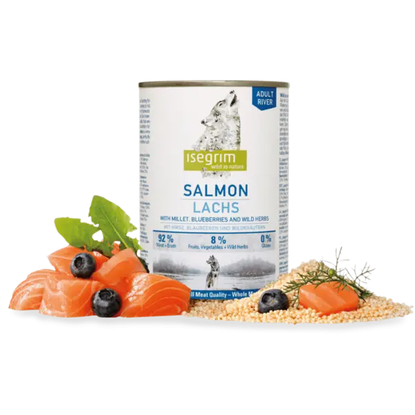 ISEGRIM, XS-XL, Somon, conservă hrană umedă fără cereale câini, (în sos), 400g