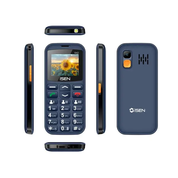Isen Telefon mobil Dual SIM iSEN S42 SENIOR, Display 2.0, Bluetooth, Camera, Lanterna, FM Radio fara cablu, Buton SOS, Albastru