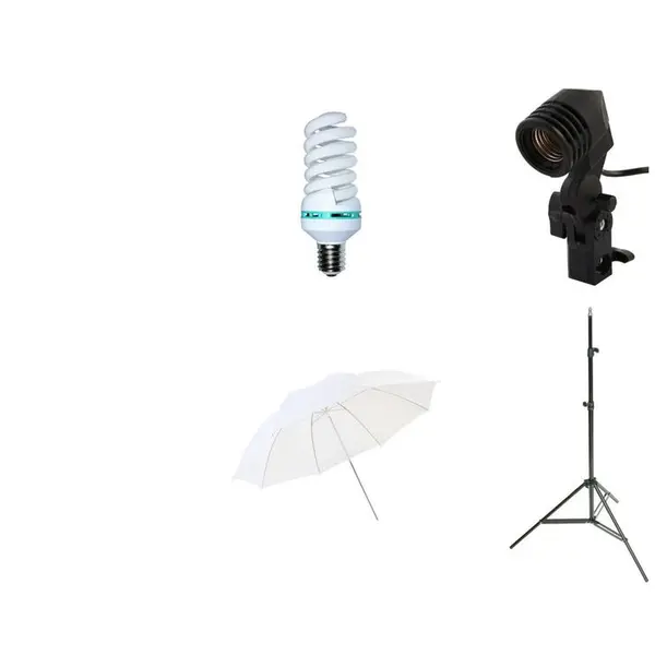 iShoot Kit Lumina Continua Studio Foto – Bec 85W 5500K, stativ 220 cm, Umbrela Difuzie 84 cm si Suport E27