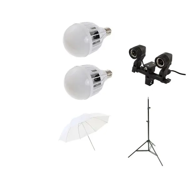 iShoot Starter kit lumina continua foto-video, iShoot KIT2X48W, umbrela de difuzie, 2x bec LED, 48W, 6500K