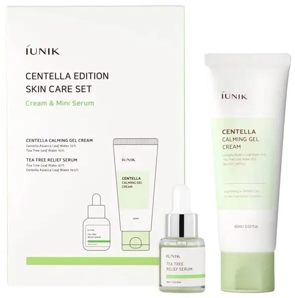 iUNIK Centella & Tea Tree Relief Set - Gel-crema si Ser, 60 + 15 ml