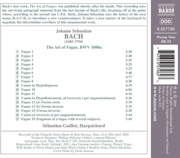 J. S. Bach: The Art Of Fugue | Sebastien Guillot