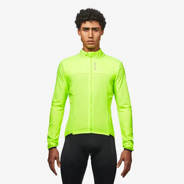 Jachetă ciclism pe șosea Ultralight Galben Bărbați