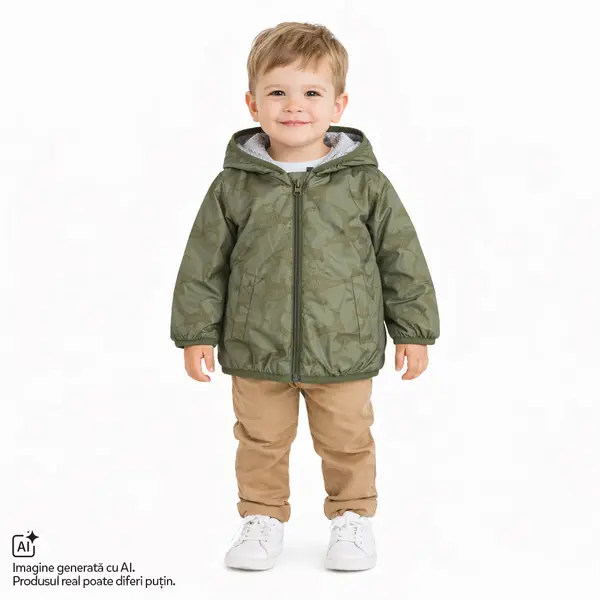 Jacheta copii Chicco impermeabila, Verde cu model, 01960-70MC