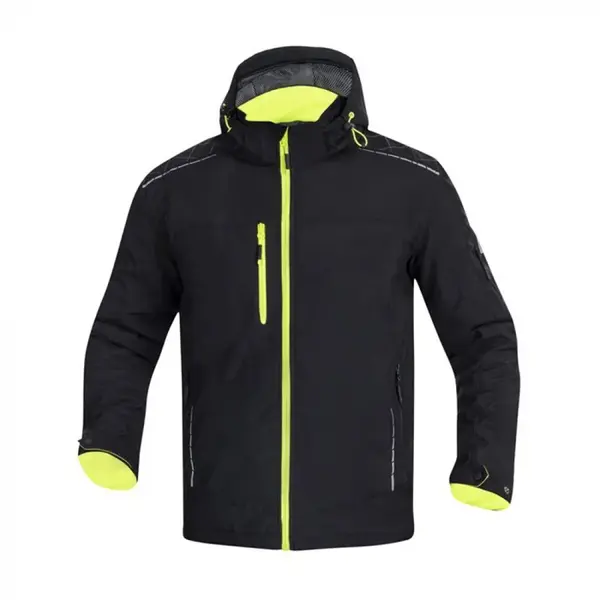 Jacheta de iarna cu gluga negru-galben 100% poliester, Ardon WINTER VISION L, NEGRU-GALBEN