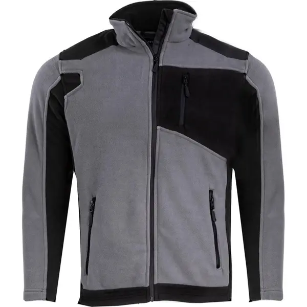 Jachetă polar Lahti PRO L4013702, gri-negru, mărimea M, cu întărituri Oxford 300D și 3 buzunare cu fermoar
