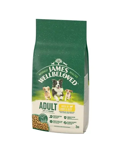 JAMES WELLBELOVED Adult 2 kg hrana uscata pentru caini adulti 1-7 ani bogata in miel si orez