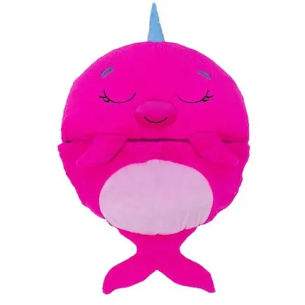 Jay Play Sac de dormit din plus 2 in 1 Happy Nappers - Nelli Narwhal, Roz, 50 x 137 cm