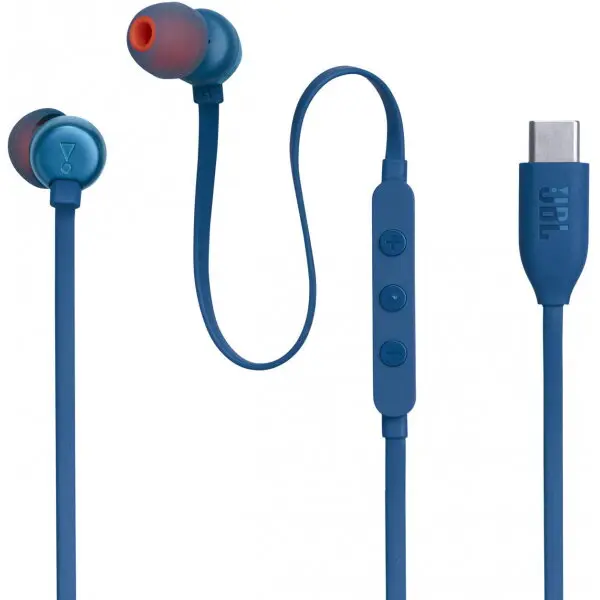 JBL Casti In-Ear cu fir JBL Tune 310C, Pure Bass, Hi-Res, USB-C, Albastru