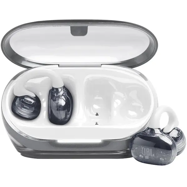 JBL Casti Open-Ear JBL Soundgear Clips, True Wireless, Bluetooth, 4 microfoane, Multipoint, Autonomie 32 ore, IP54, Alb
