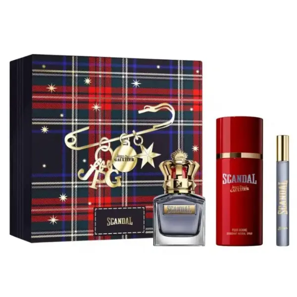 Jean Paul Gaultier Scandal Pour Homme Set cadou pentru bărbați Volum 50 ml EDT + 150 ml deodorant spray + EDT 10 ml