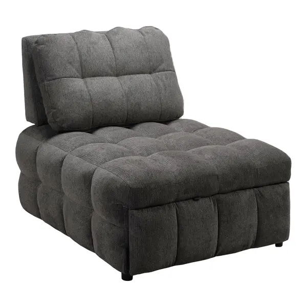 Jelica fotoliu-bed cu gri stofă, Gri - Negru, 88x110x86 cm