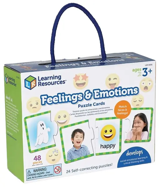Joacă de copil Learning Resources - Cărți puzzle Sentimente și emoții, 48 de piese